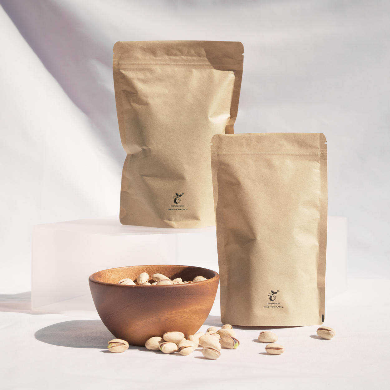 Compostable stand up pouch kraft paper Grounded Packaging